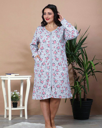 Szürke virágos hálóing PLUS SIZE- Ruházat