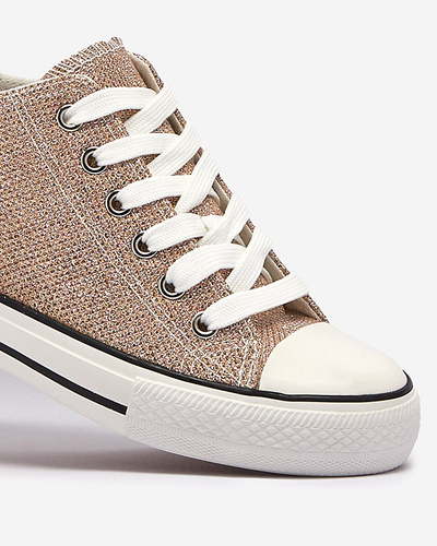 Arany női tornacipő rejtett horgonyon, fényes cérnával Seggat- Lábbeli