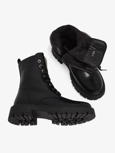 Luna női fekete bőr elegáns őszi bokacsizma