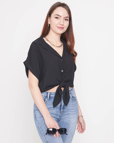Fekete női megkötős ing - ruházat