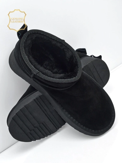 Rövid, természetes bőr női hócsizma stílusú cipő Elunara