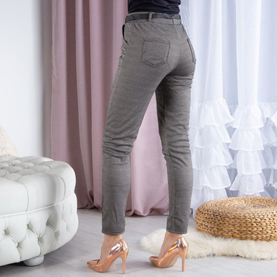 Spodnie w brązową pepitkę PLUS SIZE - Spodnie