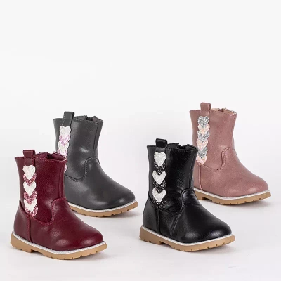 Bordó lány csizma dekoratív Nokimi-Shoes felsőrésszel