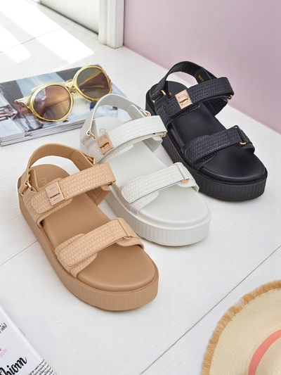 Royalfashion Kallisto – Fehér női platform szandál, ökológiai bőr