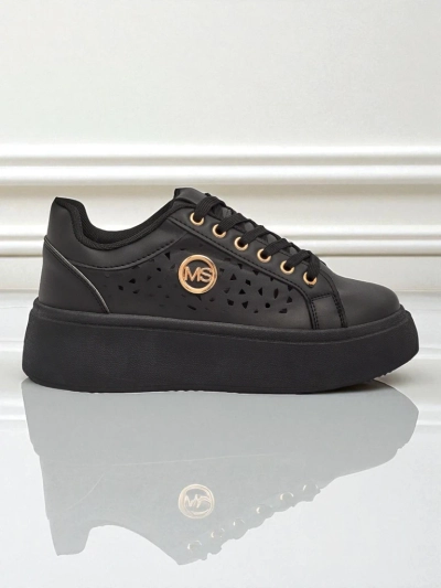 Aurelia Nero - Fekete Royalfashion platform öko bőrből, LH201-8 modell