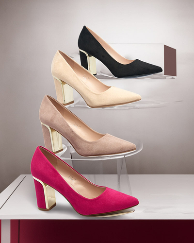 Royalfashion Bézs női öko velúr posztó pumpa Afrogosa