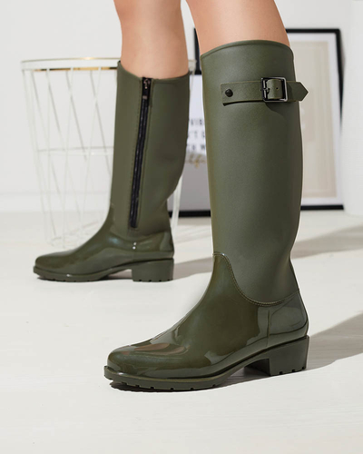 Sötétzöld női térdig érő lábszárvédő Bevirdo- Lábbeli