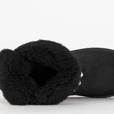 Női fekete hócsizma Himini szalaggal - Lábbeli