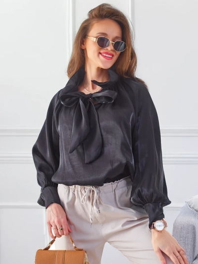 Royalfashion Fényes női ing díszes gallérral