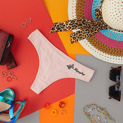 Klasszikus pamut női tanga világos rózsaszín színben - Fehérnemű