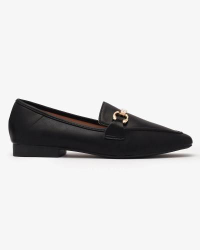 Fekete női mokaszin arany díszítéssel Suletta- Footwear