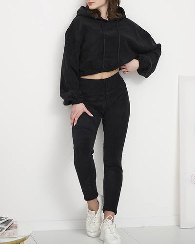 Fekete női sport szett pulcsi és leggings - Ruházat