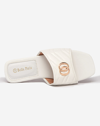 OUTLET Női fehér eco-bőr papucs arany díszítéssel Daliso - Lábbeli