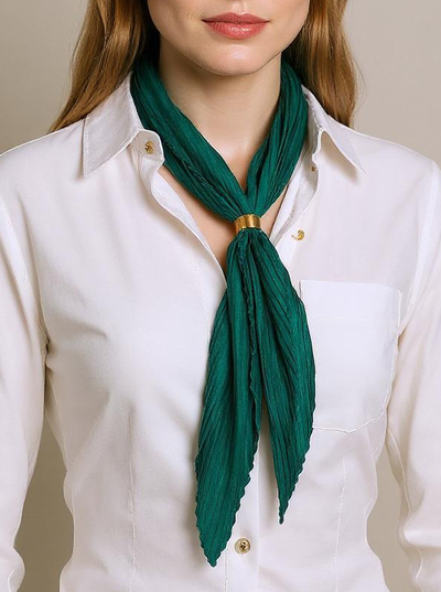 Apollonia Verde – Zöld Pliszírozott Poliészter Női Elegance Sál