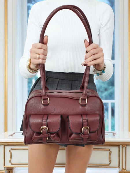 Női shopper táska, öko bőr, zsebekkel, Aveline