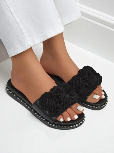 Royalfashion Női lapos talpú papucs Flora Verde