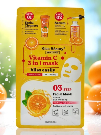 3 az 1-ben maszk – 1 arctisztító, 2 szérum, 3 ragyogást adó maszk C-vitaminnal