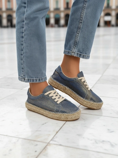 Aurelia Denim Espadrillos – női lapos sarkú szövet tornacipő