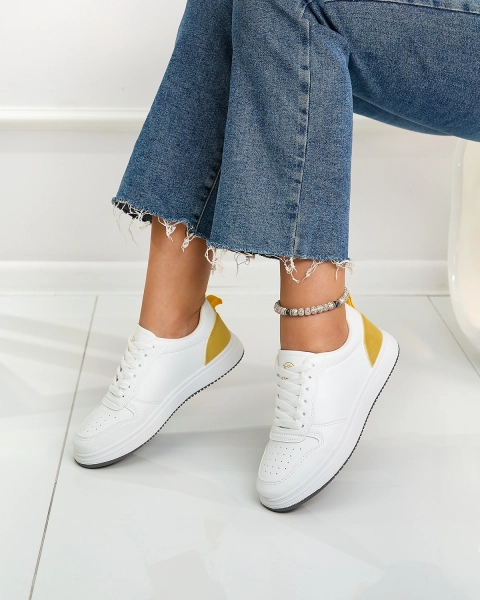 Royalfashion Fehér és sárga klasszikus sportcipő Colorburst Classics