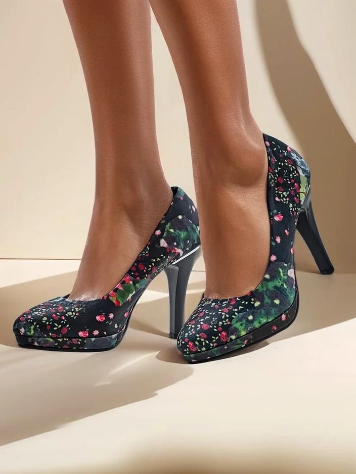 Royalfashion Női virágmintás magassarkúk Floweere