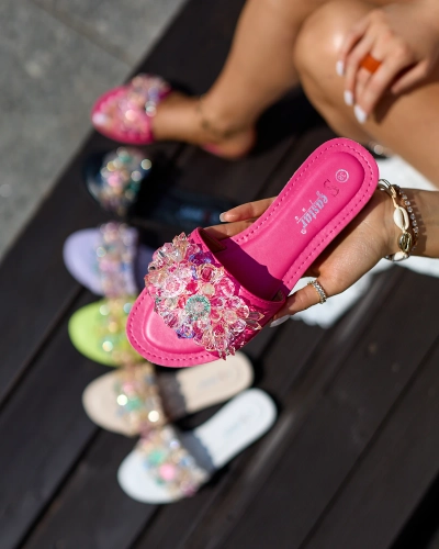 Royalfashion Fukszia női flip-flop színes kristályokkal Bling Breeze