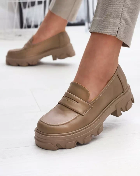 Női világosbarna mokaszin egyszínű talppal Desika - Lábbeli