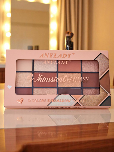 ANYLADY 12 színű szemhéjfesték paletta csillámos és matt textúrákkal Golden Chocolate Fudge