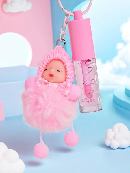 Gyerek ajakfény babával Világos rózsaszín