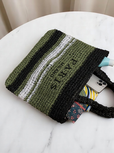 Royalfashion Nagy szalmatáska nőknek, Párizsi Csíkos