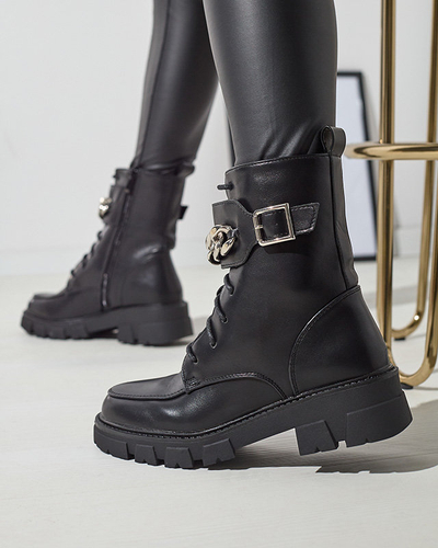 OUTLET Melegített fekete bagger csizma nőknek Effpi- Footwear