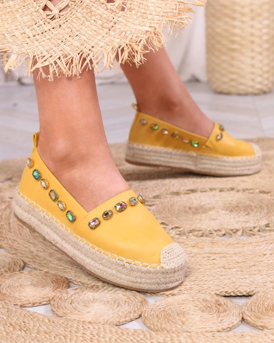 Női sárga espadrilles kristályokkal Ziennie - Lábbeli