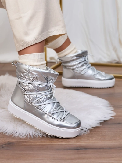 Royalfashion Női ezüst Vevnose slip-on csizma a'la hócsizma