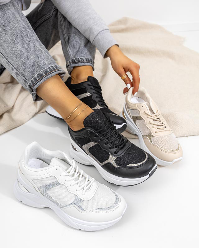 Női bézs tornacipő rejtett ékkel Waqsy - Lábbeli