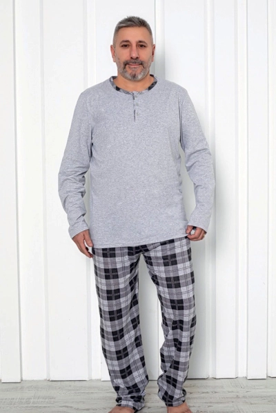 Royalfashion Férfi kockás pamut pizsama PLUS SIZE