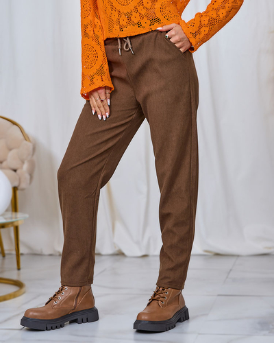 Royalfashion Barna kord női szövetnadrág