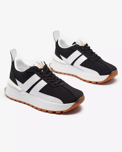 Öko-bőr női fekete sportcipő színes betétekkel Tifora- Footwear