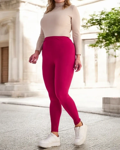 Maroon női bambusz leggings PLUS SIZE - Ruházat