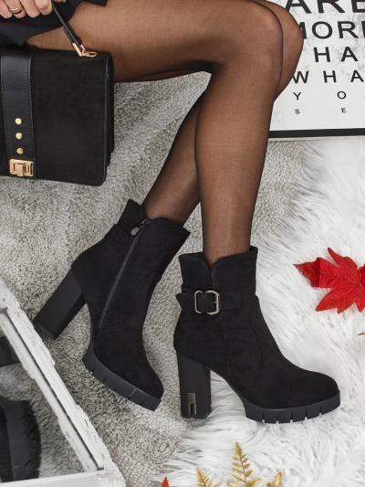 Liravie női öko velúr bokacsizma vastag sarokkal