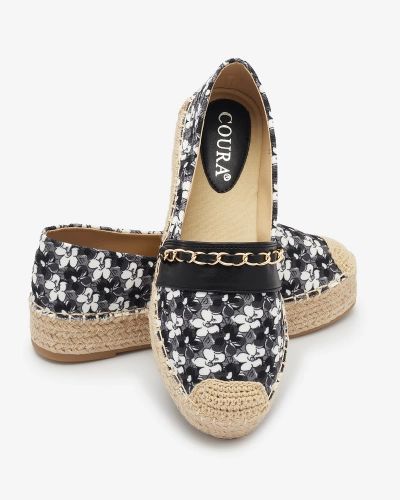 Fekete virágos espadrilles Azzaxi- Lábbeli