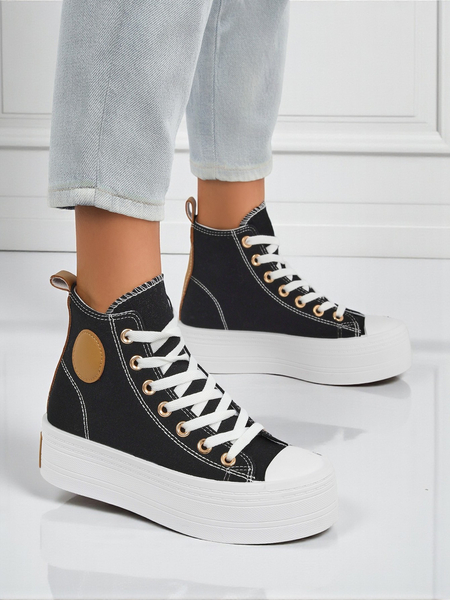 Callisto Nero női platformos tornacipő, szövet, fekete, nyár/ősz