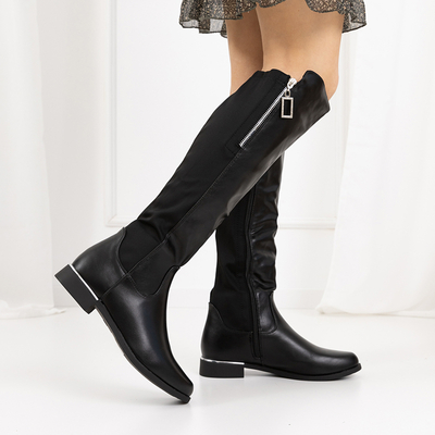 Női fekete térdnadrág csizma öko bőrből Bocc- Footwear
