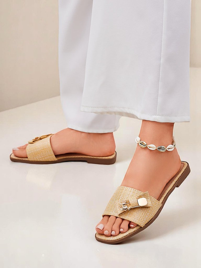 Royalfashion női szalmapapucs szandál Aurelia