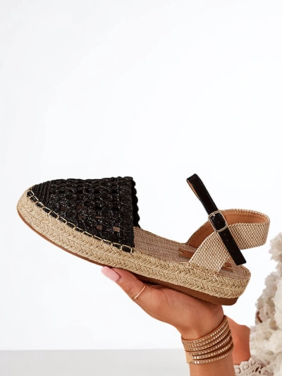 Női fekete espadrillák áttört Triumf - Lábbeli
