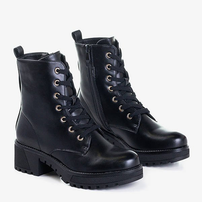 Czarne damskie eko-skórzane workery Minna - Obuwie