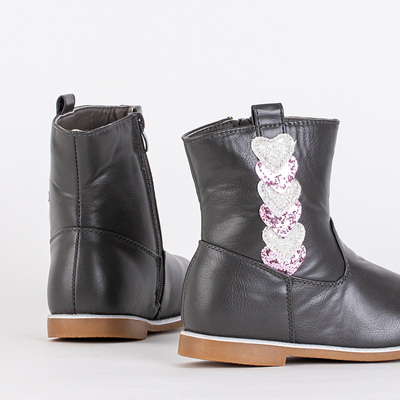 Szürke lány csizma dekoratív felsőrésszel Noksimi- Shoes