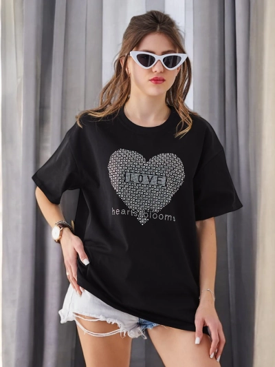 Royalfashion Női Póló LOVE Strasszokkal
