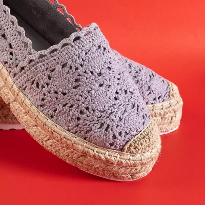 OUTLET Szürke női áttört espadrilles az Abraf platformon - Cipő