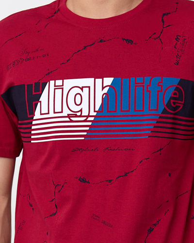 Gesztenyebarna férfi póló mintával - Ruházat