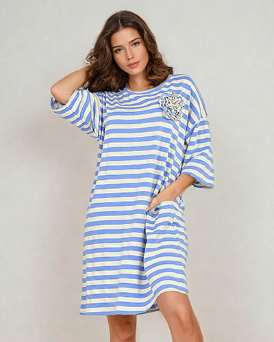 Royalfashion Női csíkos oversize midi ruha