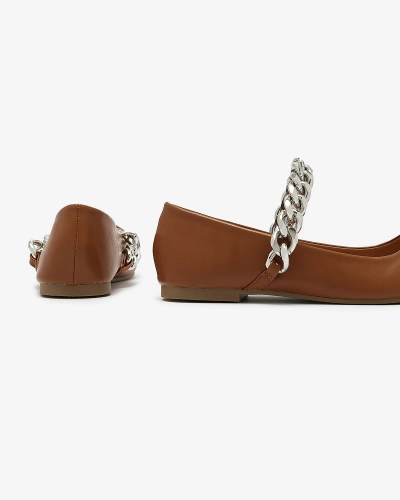 Barna női balerinák lánccal Serima - Lábbeli